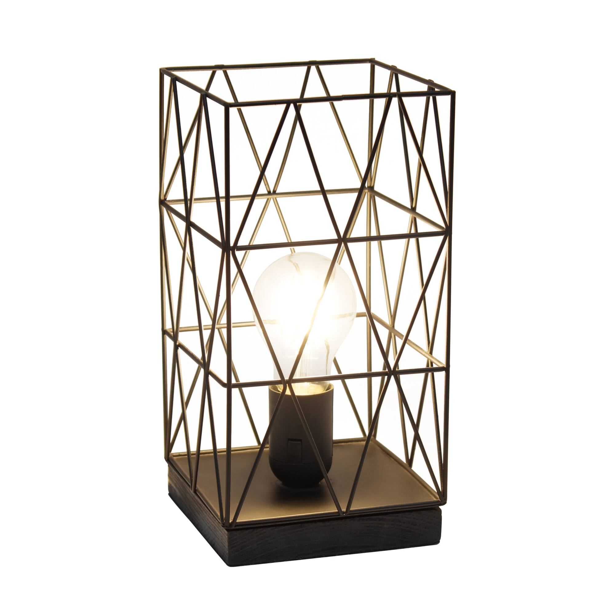 Simple Designs 10" Geometric Square Metal Table Lamp